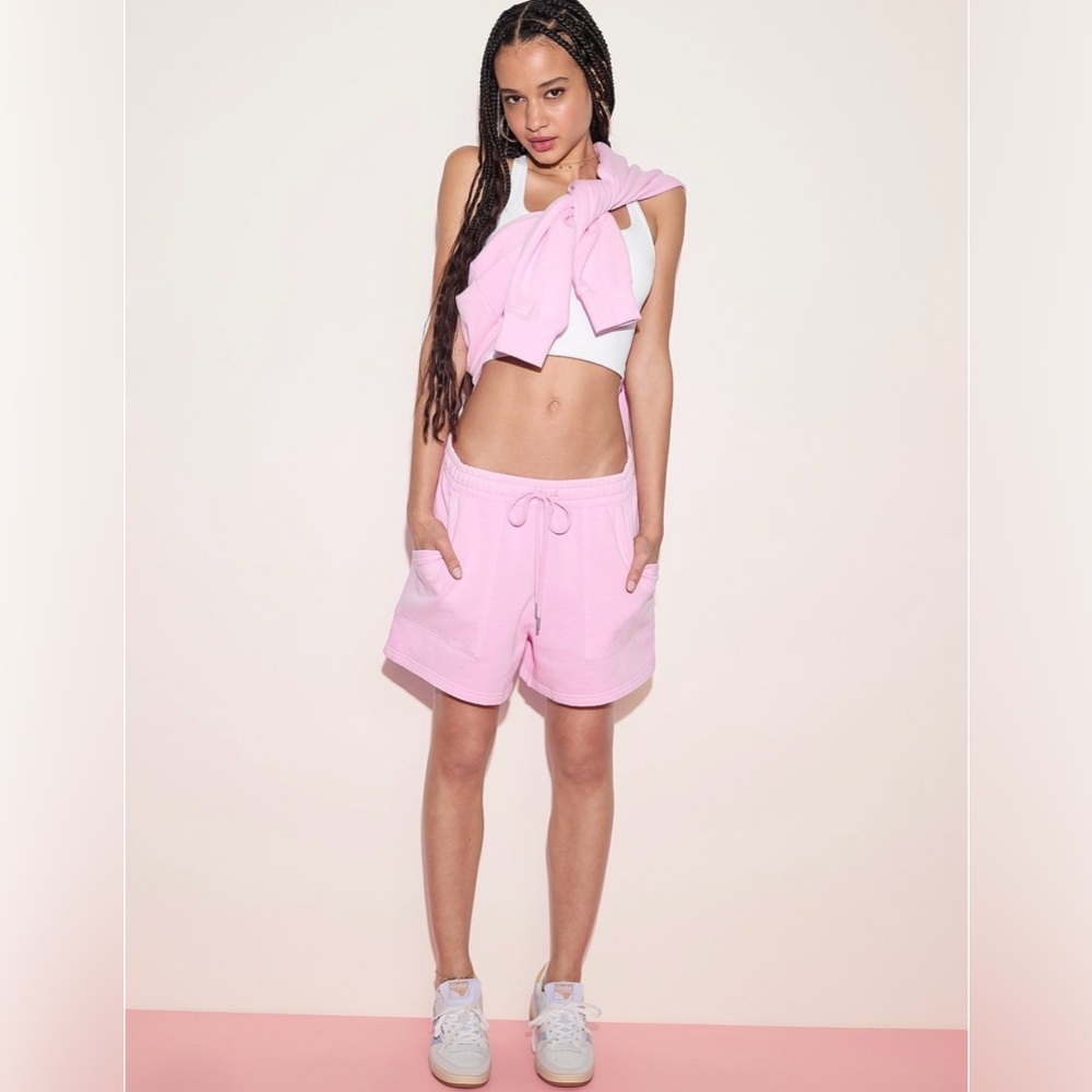 PINK VICTORIA’S SECRET Ivy Fleece Sweat Shorts High Rise Pink Lollipop Logo XL - Picture 7 of 12